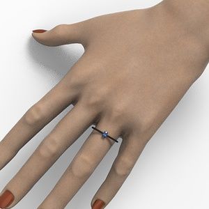 Minimalist Dainty Gold Oval Blue CZ Ring